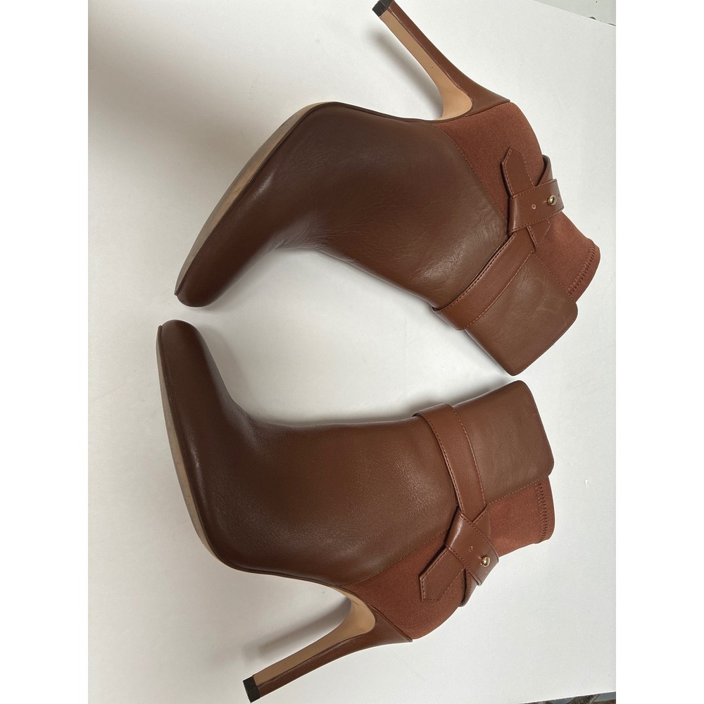 White House Black Market Cognac Brown Leather Stiletto Ankle Boots Size 7M - Picture 2 of 12
